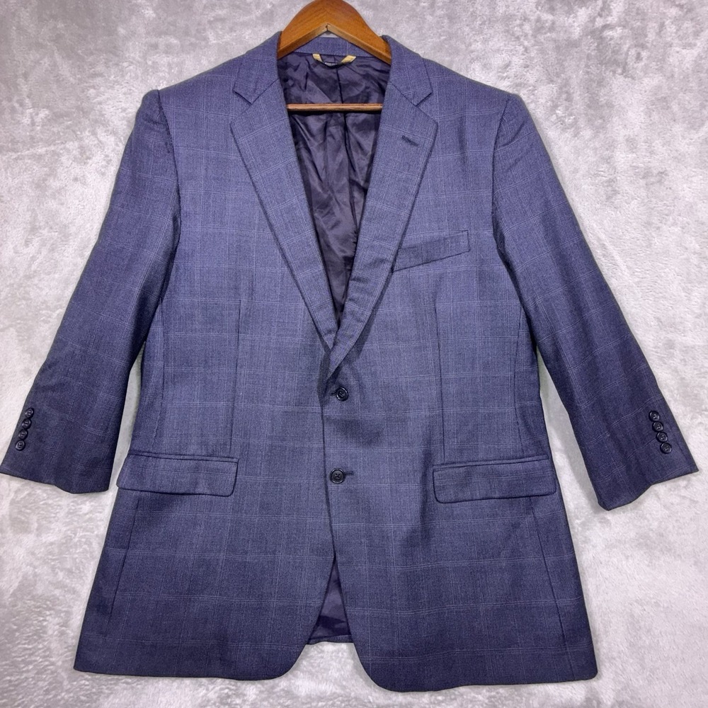 Brooks Brothers Suit Jacket Mens 46R Blue Plaid Wool 1818 Regent Fit Made In USA